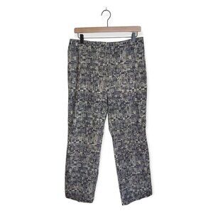 Sigrid Olsen Patterned High Waist Straight Leg Pull On Cropped Pant Size 10